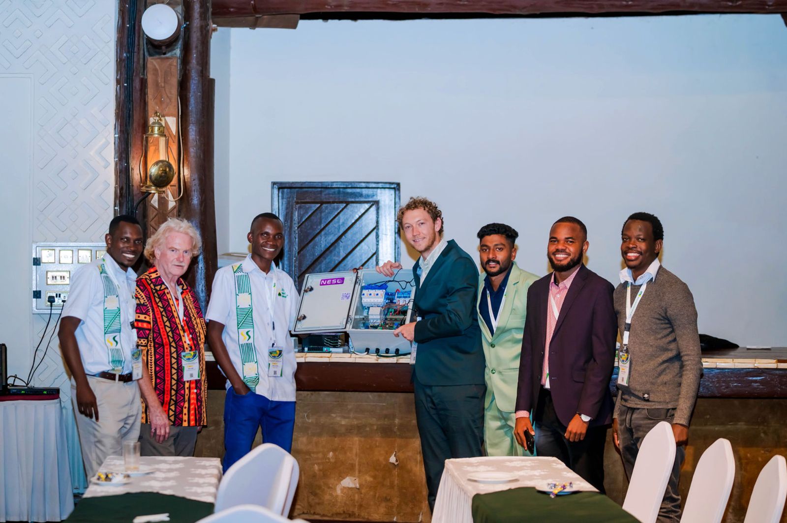 NFE and collaborators with prototype Metering 3.0 hardware during PowerAfrica 2026.