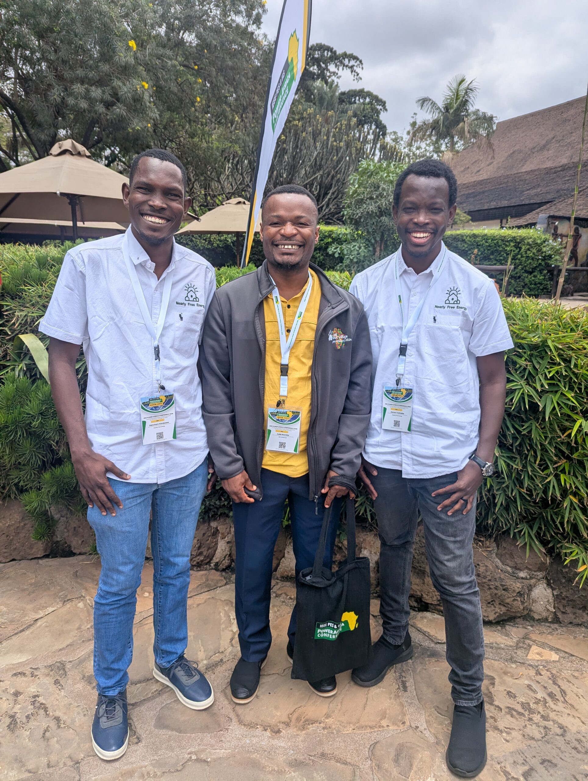 Nearly Free Energy team members at IEEE Smart Village at PowerAfrica 2026 in Nairobi.